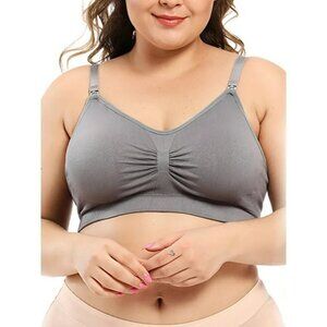 Hofish Maternity Nursing Bra Gray Size 1X Post-Partum Newborn Casual Stretch